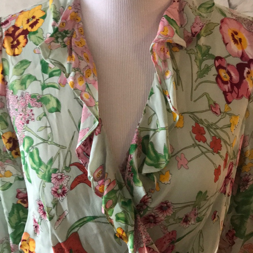 Silk floral wrap dress - Picture 2 of 6